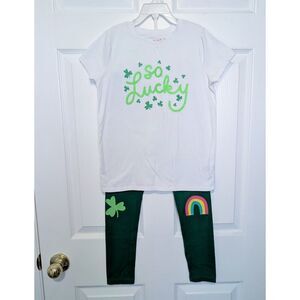 Girls St. Patrick's Day Outfit Set Top & Leggings Size 7/8 Cat & Jack Shamrocks